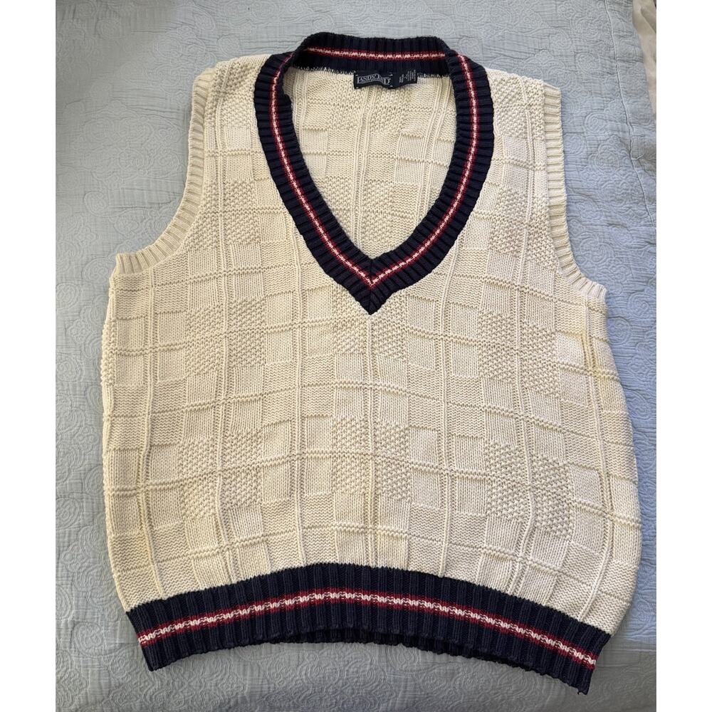 Lands End Sweater Vest Men Large Preppy Cricket Golf Preppy Polo 90s USA VTG